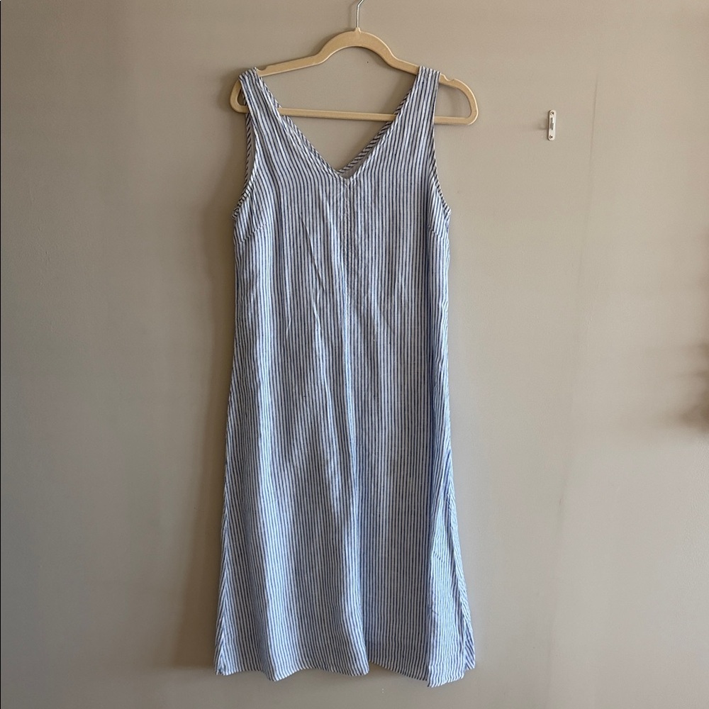 Talbots Blue and White Striped Midi Dress